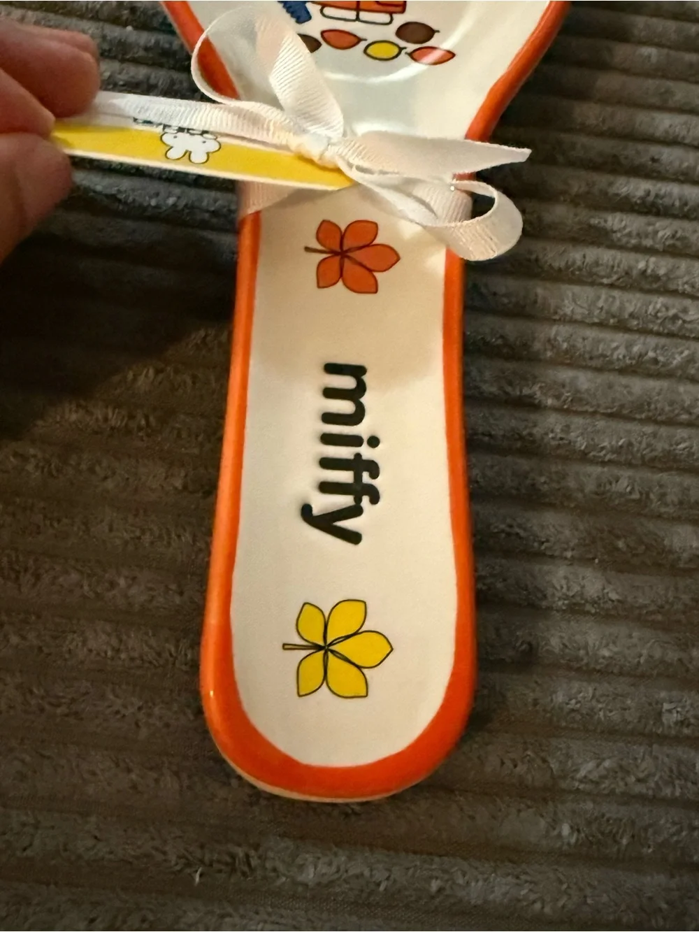 miffy White Ceramic Spoon Rest w/ Orange Accents- Fall Themed- NWT